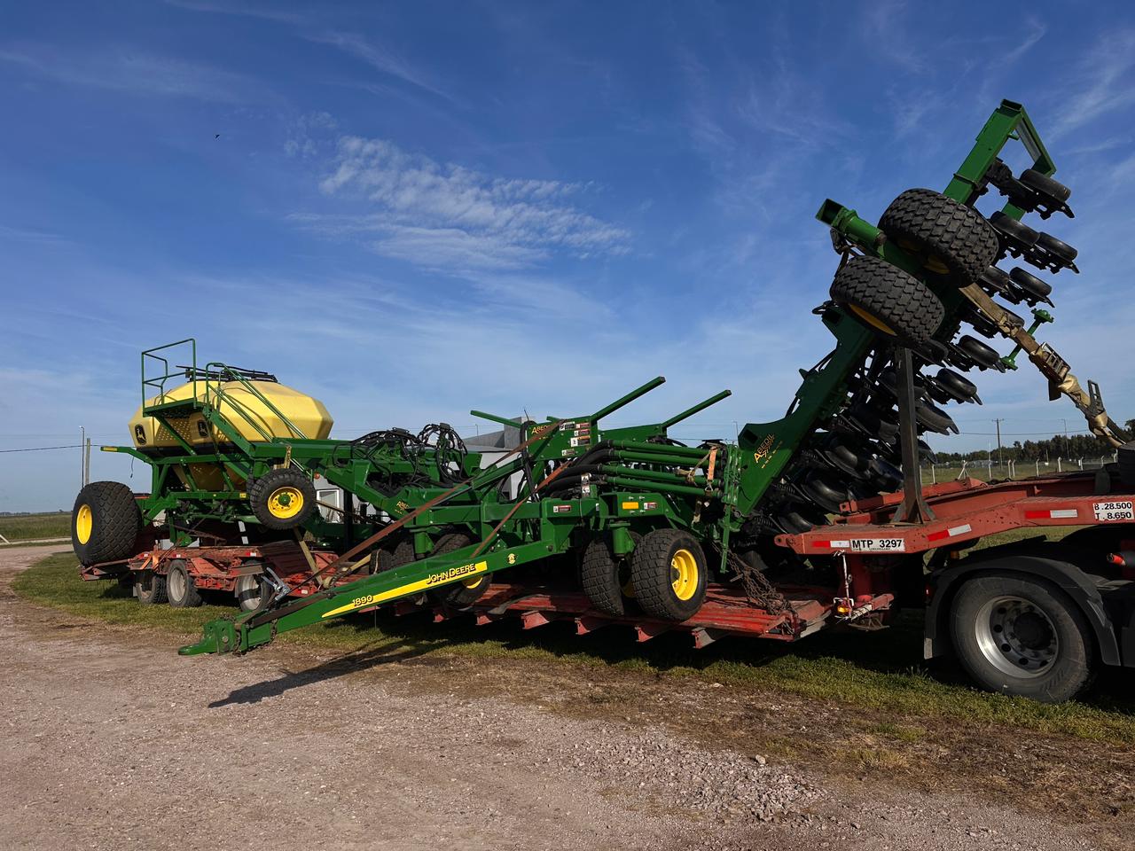 Agricultural harvesting equipment ready for transport